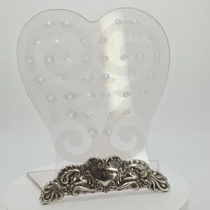 BRIGHTON Heart Shaped Earring Display Stand Holder Silver Plate Acrylic 6.5"
